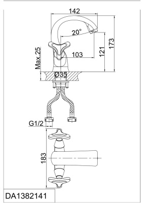 Смеситель для раковины DK Hessen Goethe (DA1382141) фото в интернет-магазине Русалия