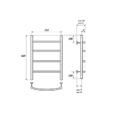 Полотенцесушитель электрический Point Афина PN04156BRE П4 500x600 левый/правый, бронза фото в интернет-магазине Русалия