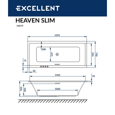 Акриловая ванна EXCELLENT Heaven Slim 160x75 WAEX.HEV16WHS фото в интернет-магазине Русалия