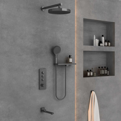 Душевой комплект VSFW-433TI2RGM встраиваемый, вороненая сталь Vincea фото в интернет-магазине Русалия