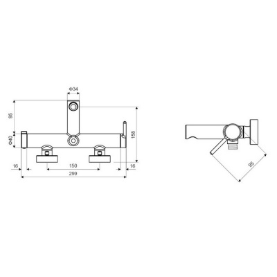 Смеситель для ванны EXCELLENT Pi AREX.1205GL (золото) фото в интернет-магазине Русалия