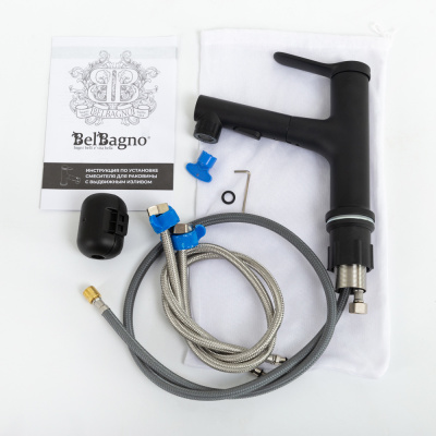 Смеситель для раковины с выдвижным изливом  BB-LVMD-NERO-W0  Belbagno фото в интернет-магазине Русалия