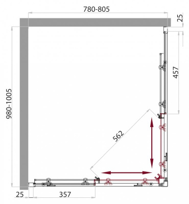 Душевой уголок 80х100 SELA-AH-2-100/80-P-Cr Belbagno фото в интернет-магазине Русалия