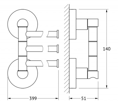 Держатель полотенец поворотный тройной 40 HAR 024 Harmonie Artwelle фото в интернет-магазине Русалия