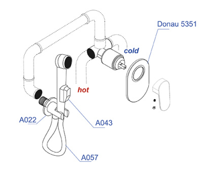 A11057 Встраиваемый комплект для биде со шлангом 120 см Wasserkraft фото в интернет-магазине Русалия