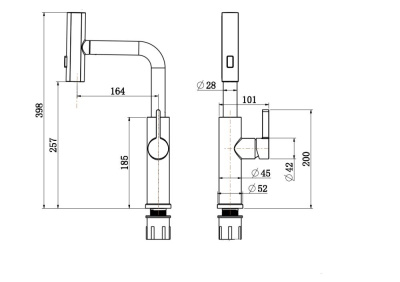 Смеситель для кухни с выдвижной лейкой RUSH Tinos (TI3732-18Grey) фото в интернет-магазине Русалия