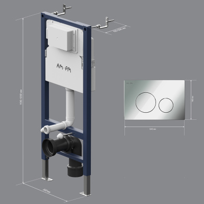 I012709.0151 PrimeFit инсталляция для подвесного унитаза с клавишей PrimeFit L, хром глянц Am.Pm фото в интернет-магазине Русалия