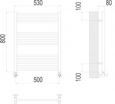 Водяной полотенцесушитель Сицилия П12 500х800 4670078530790 Terminus фото в интернет-магазине Русалия