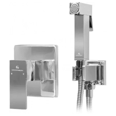 Гигиенический душ со смесителем встраиваемый Grocenberg GB1001CR, хром фото в интернет-магазине Русалия