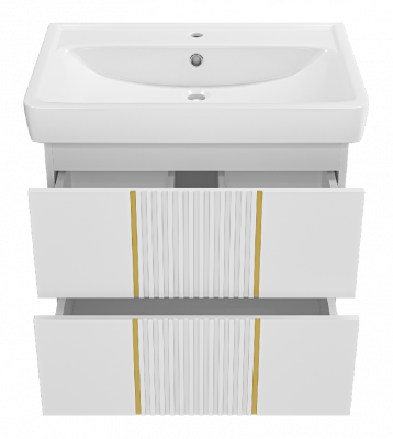 Тумба Vega 70 подвесная (белая) с раковиной Dreja Q 70 Brevita фото в интернет-магазине Русалия