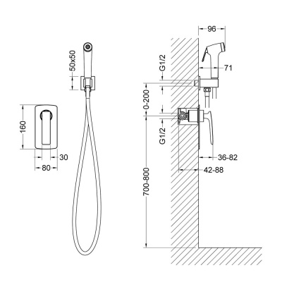 Смеситель встроенный с гигиеническим душем Timo Helmi (4089/03SM) черный фото в интернет-магазине Русалия