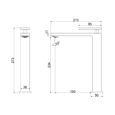 Смеситель для раковины Dice VBF-2DS2BN однорычажный, сатин Vincea фото в интернет-магазине Русалия