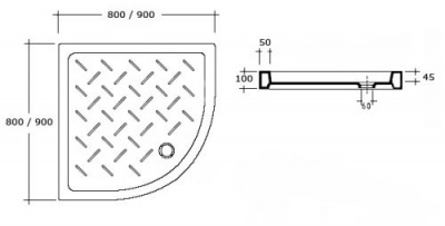 Душевой поддон керамический полукруглый 80х80 CR/R-088 RGW фото в интернет-магазине Русалия