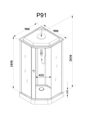 Кабина P91 душевая PARLY 
 90х90х215 см фото в интернет-магазине Русалия