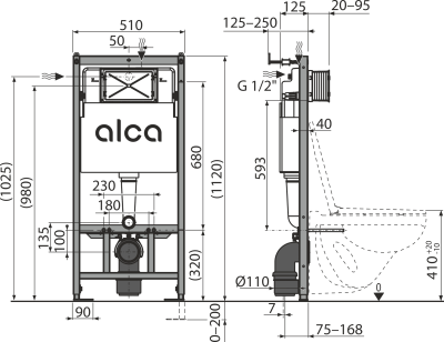 Инсталляция SET AM101/1200+М70 Alcaplast фото в интернет-магазине Русалия