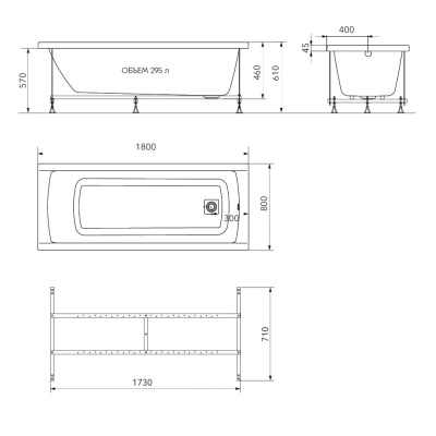 Ванна акриловая Maroni Arte 180х80 Щ0000072116 фото в интернет-магазине Русалия