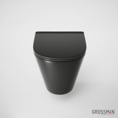 Унитаз подвесной безободковый с сиденьем микролифт GR-4477BMS черный матовый Grossman фото в интернет-магазине Русалия