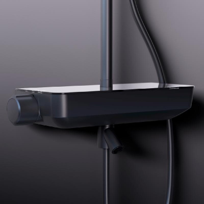 936730300 Scandinavian Pure душевая система с ванно-душевым смесителем-полкой, черный фото в интернет-магазине Русалия