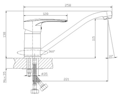 Смеситель для кухонной мойки Rossinka T (T40-21) фото в интернет-магазине Русалия