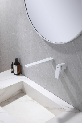 Смеситель ABBER Zeitlos AF8912W для раковины скрытого монтажа, белый фото в интернет-магазине Русалия