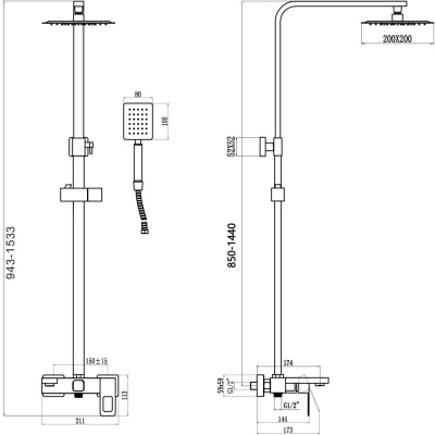 Душевая система Savol (S-SUS5003H) фото в интернет-магазине Русалия