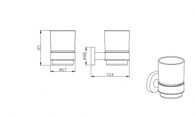 Стакан с держателем AQUATEK AQ4004CR ВЕГА фото в интернет-магазине Русалия