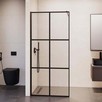 Душевая перегородка RGW WA-011B 900, стекло с рисунком (шелкография), профиль черный фото в интернет-магазине Русалия