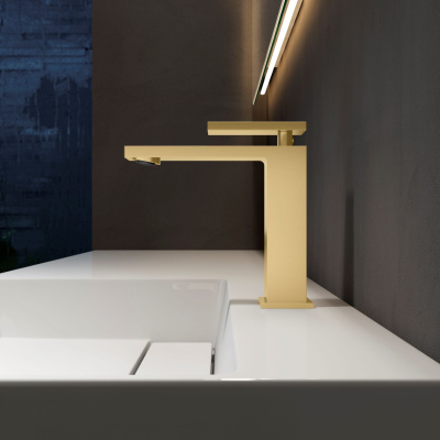 Смеситель для раковины Dice VBF-2DS1BG однорычажный, брашированное золото Vincea фото в интернет-магазине Русалия