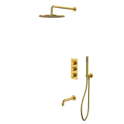 Термостатическая система для ванны скрытого монтажа WHITECROSS Y YSET11GLB (брашированное золото) фото в интернет-магазине Русалия