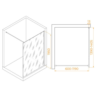 Душевая перегородка RGW WA-010 1400, стекло прозрачное, профиль хром фото в интернет-магазине Русалия