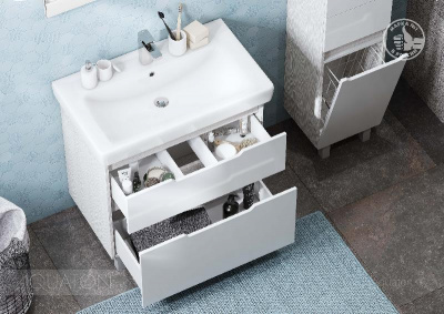 Тумба под раковину AQUATON Дакота 80 белая, выбеленное дерево 1A202901DAAY0 фото в интернет-магазине Русалия