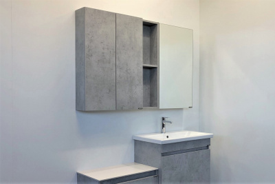 Зеркало-шкаф Comforty Осло-60 бетон светлый фото в интернет-магазине Русалия