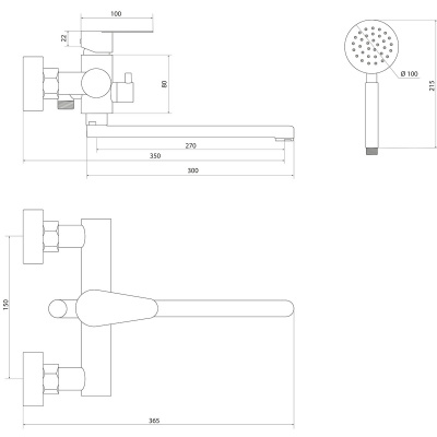 Смеситель Славен  для ванны Сталь Ж (СЛ-ОД-Ж31) фото в интернет-магазине Русалия