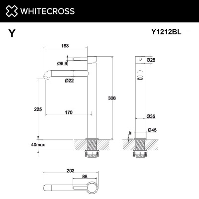 Смеситель для умывальника WHITECROSS Y Y1212BL (черный мат) фото в интернет-магазине Русалия