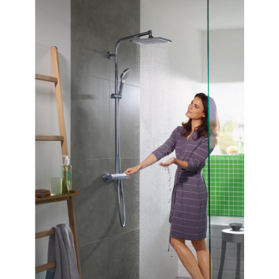 Душевая система Crometta E Showerpipe 240 1jet с термостатом для душа 27271000 Hansgrohe фото в интернет-магазине Русалия
