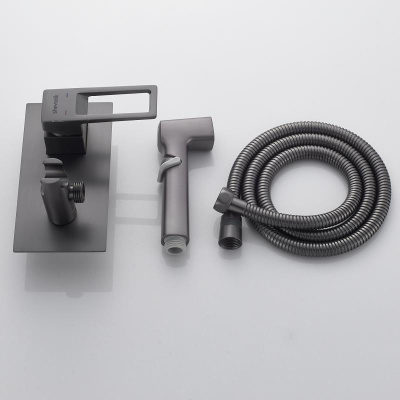 Гигиенический душ со смесителем Shevanik S6805T, оружейная сталь фото в интернет-магазине Русалия