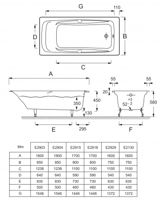 Чугунная ванна JACOB DELAFON REPOS E2918 170х80 фото в интернет-магазине Русалия