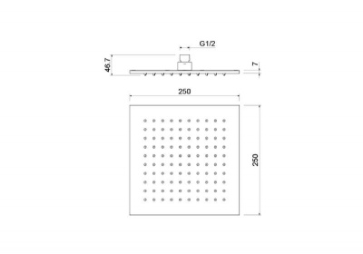 Квадратный верхний душ  250*250*7 мм AQUATEK, матовый черный AQ2076MB фото в интернет-магазине Русалия