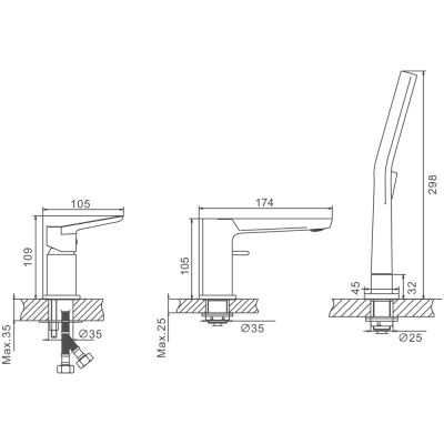 Смеситель для ванны BELZ на борт хром (B66715) фото в интернет-магазине Русалия