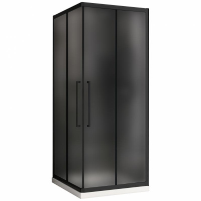 Душевой уголок ABBER Schwarzer Diamant AG02100BMH 100х100 квадрат, профиль черный, матовое стекло фото в интернет-магазине Русалия