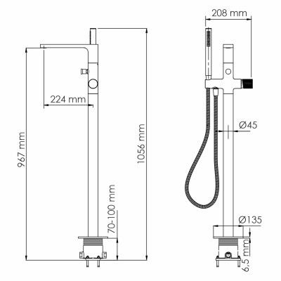 Ems 7621 Смеситель напольный для ванны Wasserkraft фото в интернет-магазине Русалия
