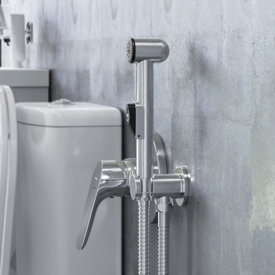 777510001 Jupiter, смеситель монтируемый в стену с гиг. душем, хром фото в интернет-магазине Русалия