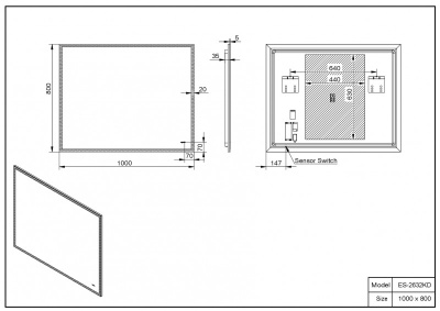 Зеркало ESBANO ES-2632 KD 100x80 ESBANO фото в интернет-магазине Русалия