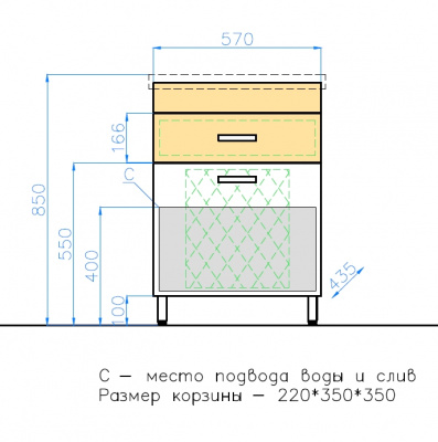 Комплект мебели Ориноко 60 с корзиной Style Line фото в интернет-магазине Русалия