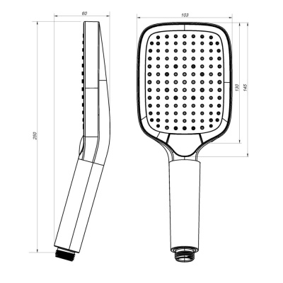 F028F022 Func Ручной душ  3 ф-ции 103х257мм, черный AM.PM фото в интернет-магазине Русалия