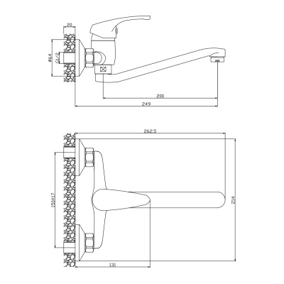 Смеситель OLIVE'S для кухни настенный AVILA (02410AV) фото в интернет-магазине Русалия