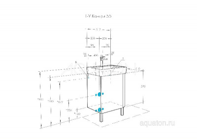 Тумба под раковину AQUATON Кантри 55 белый, дуб верона 1A257601AHB20 фото в интернет-магазине Русалия