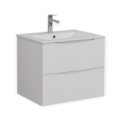 Тумба с раковиной подвесная 60см белая глянцевая BOND Cube T01600-S05W фото в интернет-магазине Русалия