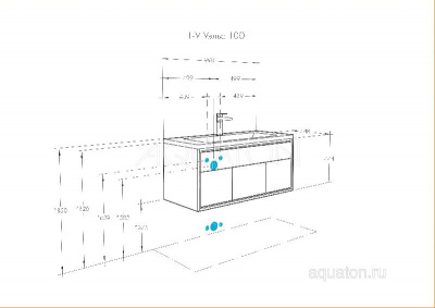 Тумба под раковину AQUATON Уэльс 100 графит 1A267601WA6A0 new фото в интернет-магазине Русалия