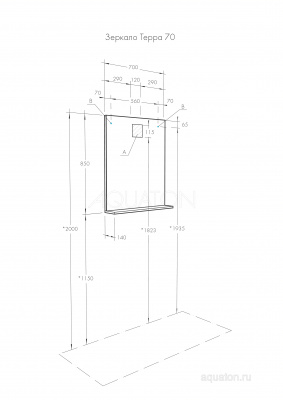 Зеркало AQUATON Терра 70 дуб кантри 1A247002TEDY0 фото в интернет-магазине Русалия